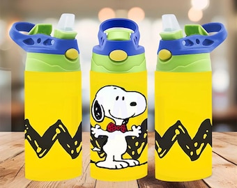Cartoon Dog 12oz Tumbler Wrap PNG | Yellow Zigzag (Digital Download)