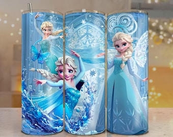Frozen Tumbler Wrap PNG | 20oz Skinny Seamless Sublimation | Elsa Anna Olaf Digital Download