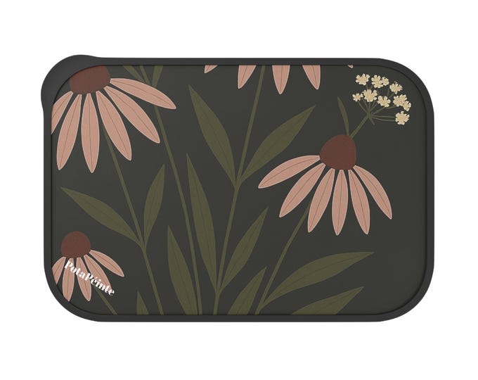 Featured listing image: Dark Connemara Floral Eco-Friendly Bento Box with Utensils.