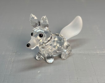 Swarovski crystal fox figurine small – clear with frosted tail – miniature animal