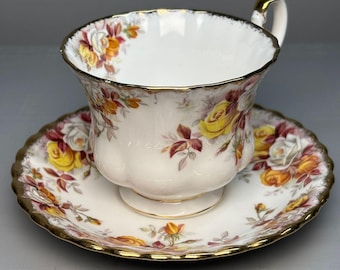 Royal Albert “Lenora” Teacup & Saucer – English Bone China – Floral Roses – Made in England