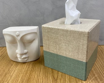 Hessian Wooden Tissue Box Cover: Cube Hotel Decor