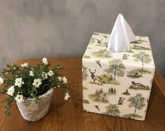 Wooden Tissue Box Cover Woodland Animals