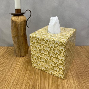 Gold Art Deco Wooden Tissue Box Cover