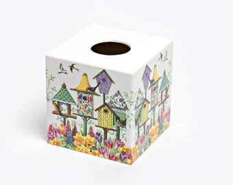 Rainbow Stag Tissue Box Cover Holder wooden handmade decoupaged uk