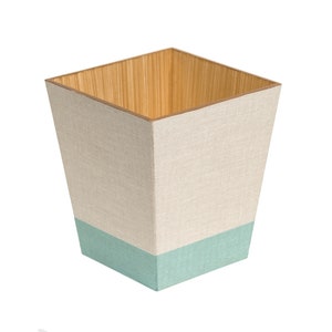 Altpapiermülleimer aus Holz Hessian aqua handmade UK