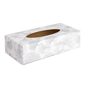White Ginko wooden Tissue Box Cover