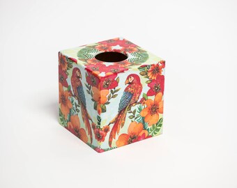 Tropical Parrot Tissue Box Cover wooden perfect Gift perfect in homes/ hotels