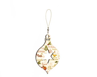 ChristmasTree decoration wooden Bauble double sided