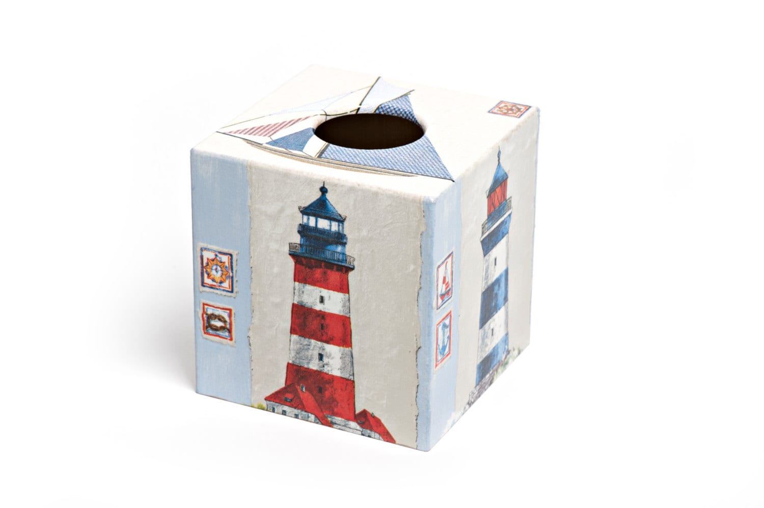 Hand Decorated Lighthouse Tissue Box Cover: Nautical Home Decor - Etsy