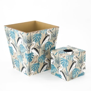 Set accessori da bagno in legno Cicogna blu