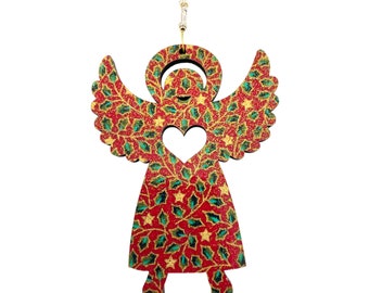 Kerstboomversiering engel handgemaakt hout