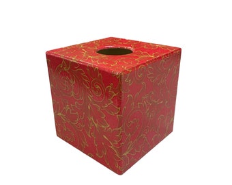 Tissue Box Cover wooden Red Baroque