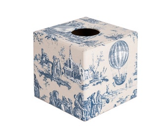 Wooden Tissue Box Cover Blue Toile handmade gift