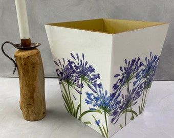 Agapanthus Waste Paper Bin Trash Can Handmade Wooden handmade in UK