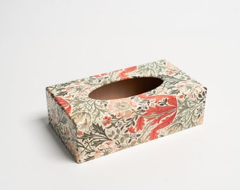 Chintz rectangular tissue box cover wooden decoupaged