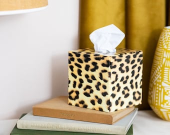  ALAZA Leopard Print Rose Gold Decorative Tissue Box Cover PU  Leather Rectangular Tissue Holder for Bathroom Tabletop Office: Home &  Kitchen