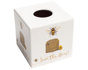 Tissue Box Cover Save the Bees wooden square