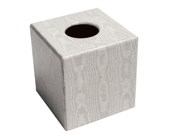 Luxury Silver tissue box cover wooden handmade UK cube gift for Mum