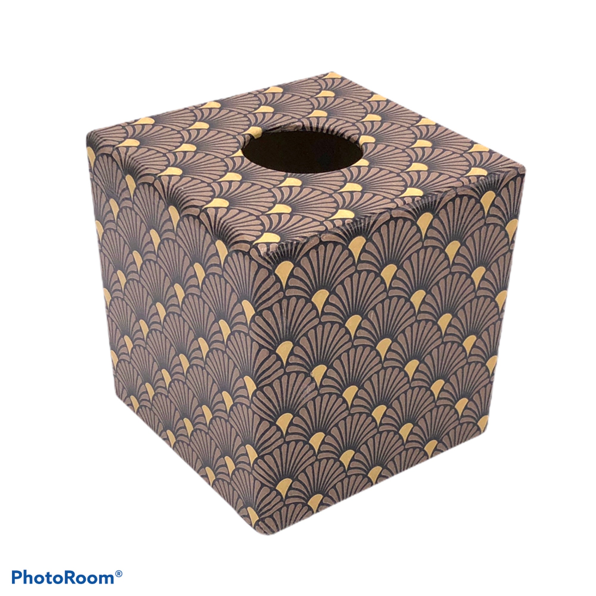 Housse de boîte à mouchoirs en bois cube art déco marron moka / noir - France Housse de boîte à mouchoirs en bois cube art déco marron moka / noir - France