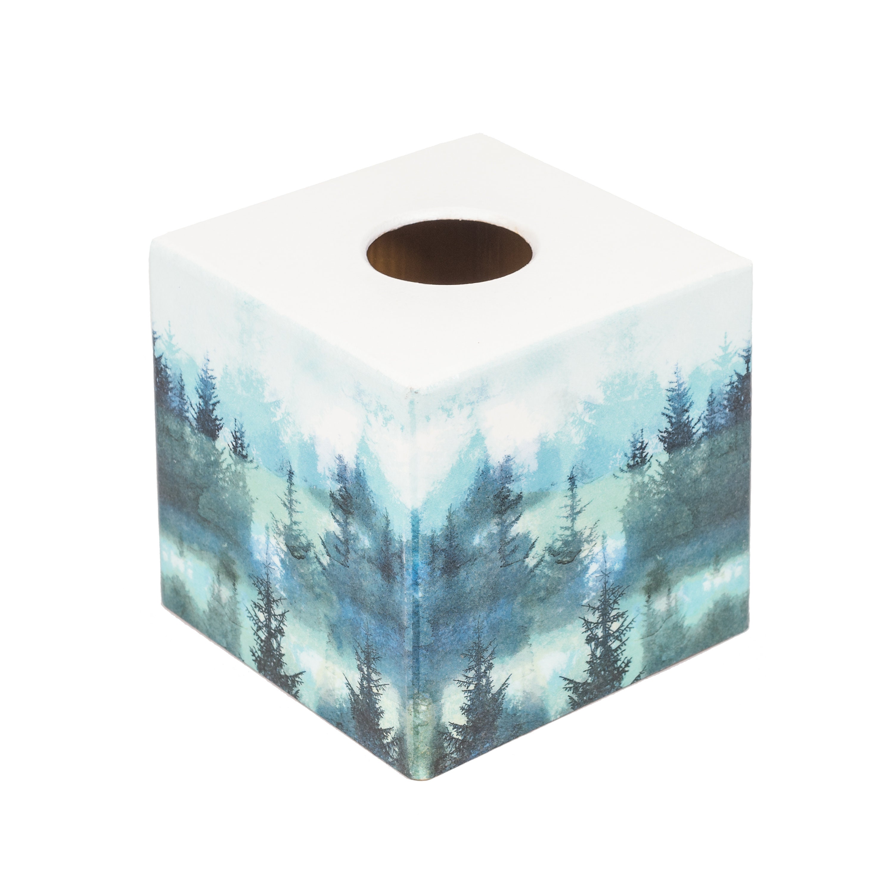 Tissue Box Cover Holder Wooden Cube Square Aqua Trees - Etsy
