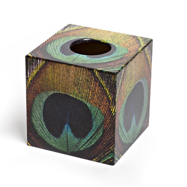 Peacock  Design Tissue Box Cover wooden perfect for Mothers Day wood made in UK