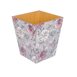 Waste Paper Bin wooden Dahlia Flower