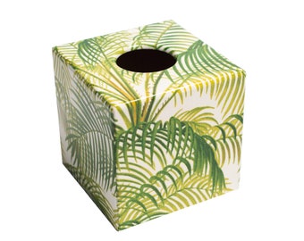 Papiertaschentuchbox Halter aus Holz quadratisch Grün Palme Geschenk für Mama Wohnzimmer Büro