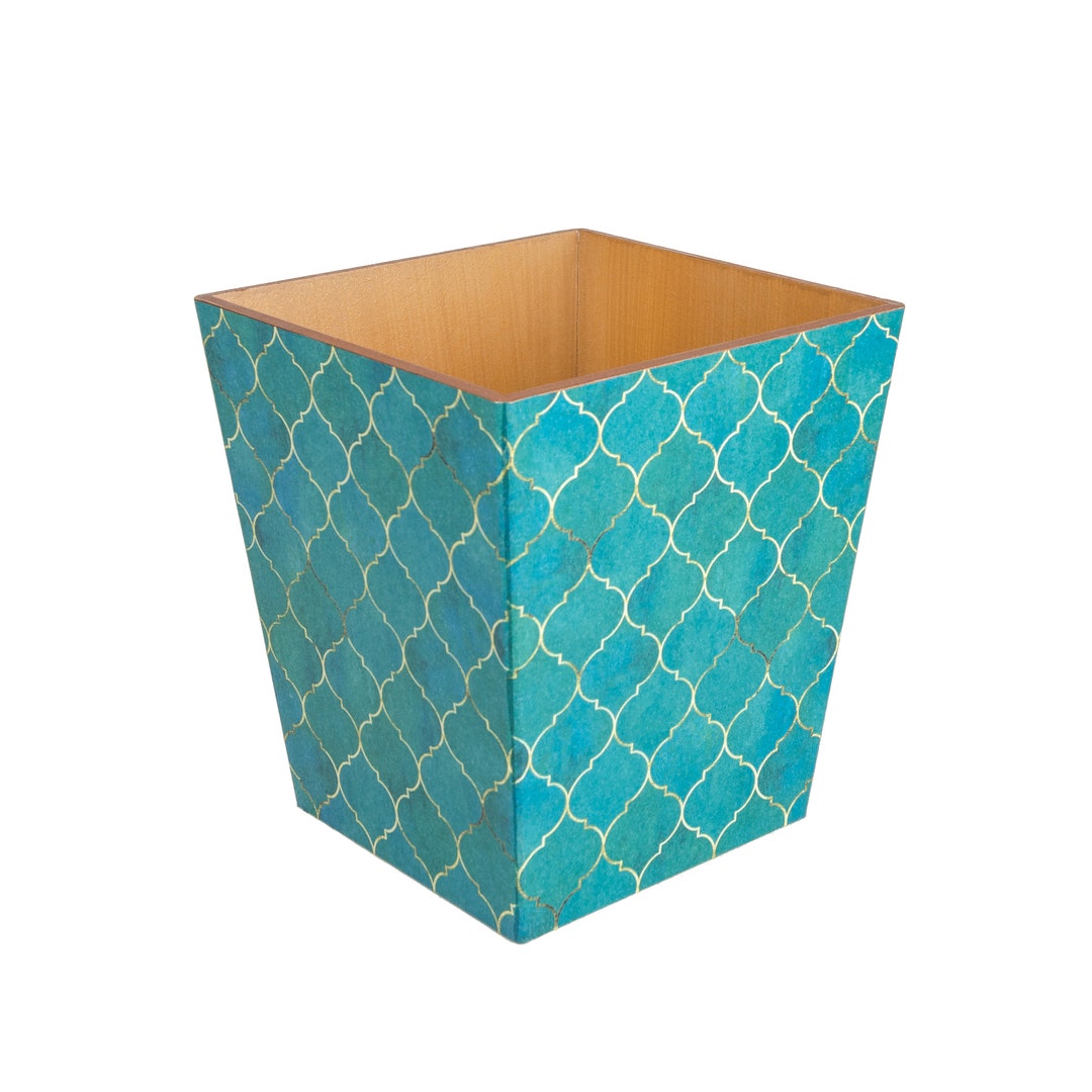 Turquoise Tile Wooden Waste Paper Bin / Trash Can Gift for Mum Etsy