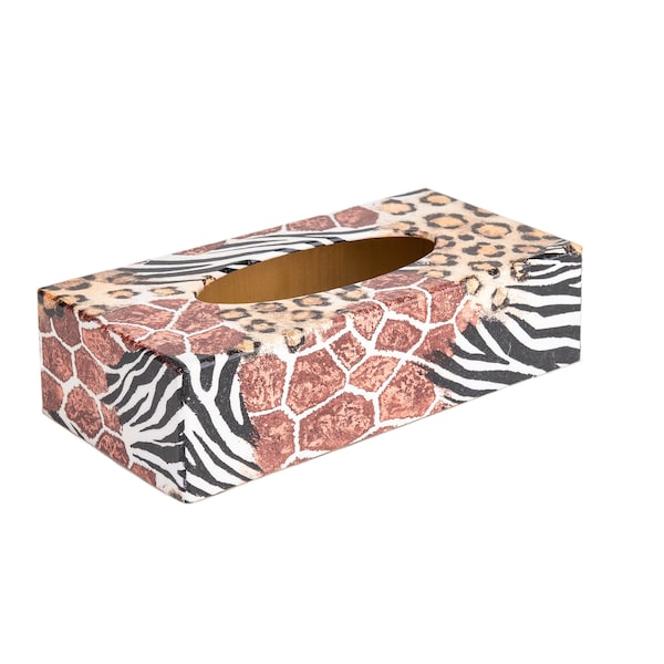 Animal Skin rectangular wooden Tissue Box Cover / holder