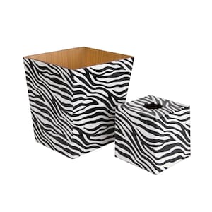 Set accessori da bagno in legno stampa zebra