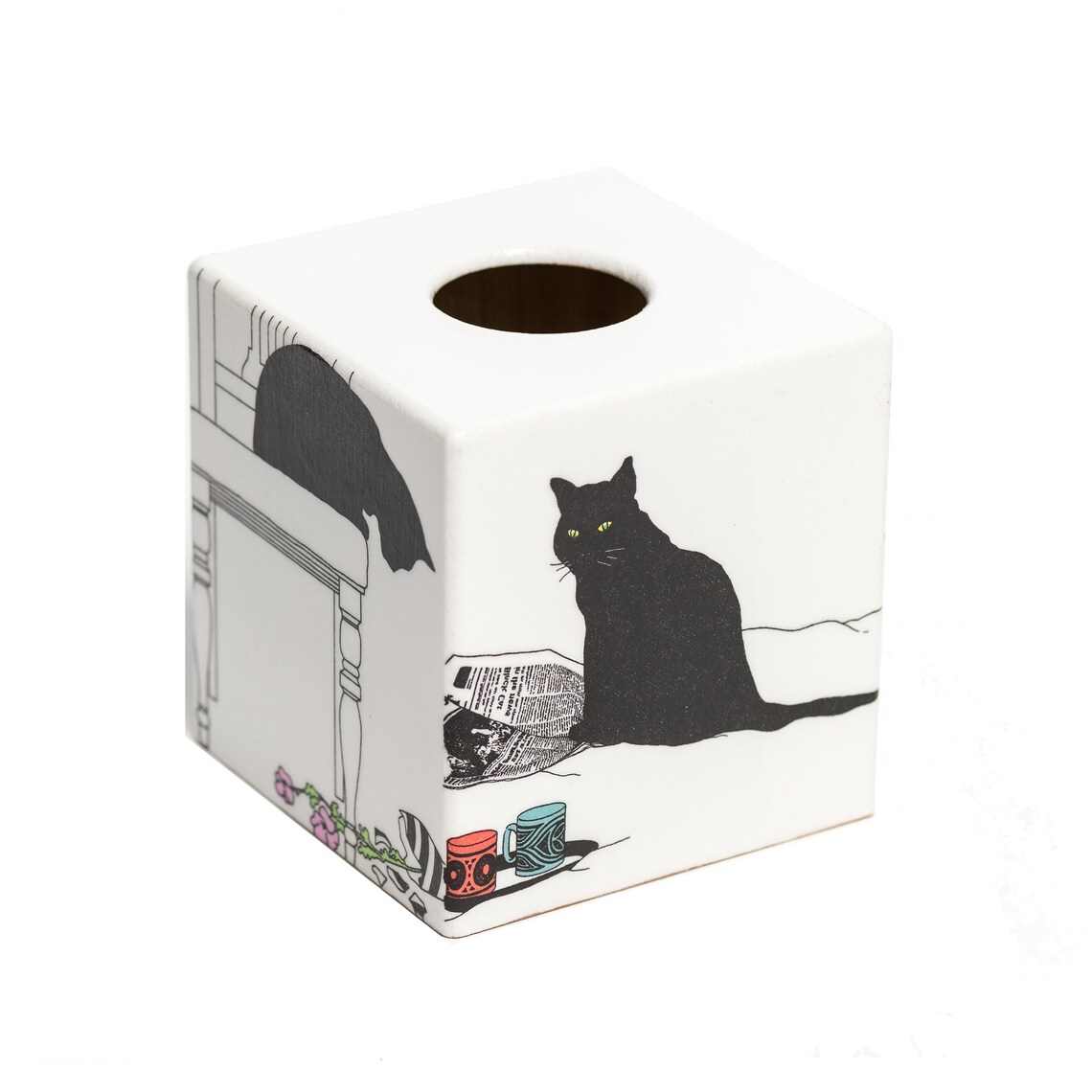 Black Cat Sooty Tissue Box Cover Wooden Handmade Etsy UK