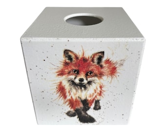 Fox Tissue Box Cover wooden