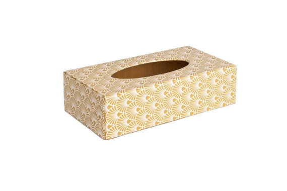 Buy Gold Art Deco Rectangular Wooden Tissue Box Cover Online in