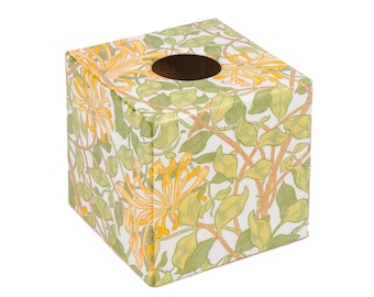 Tissue Box Cover holder wooden cube square Honeysuckle Flower