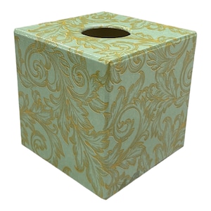 Tissue Box Cover wooden Mint Baroque