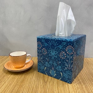 Wooden Tissue Box Cover Blue Tulip