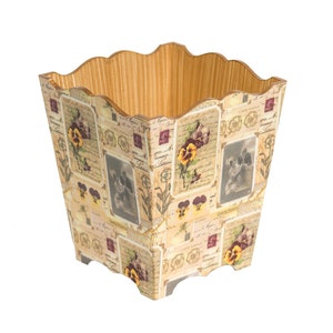 Victorian Waste Paper Bin Trash Can Handmade Wooden handmade in UK