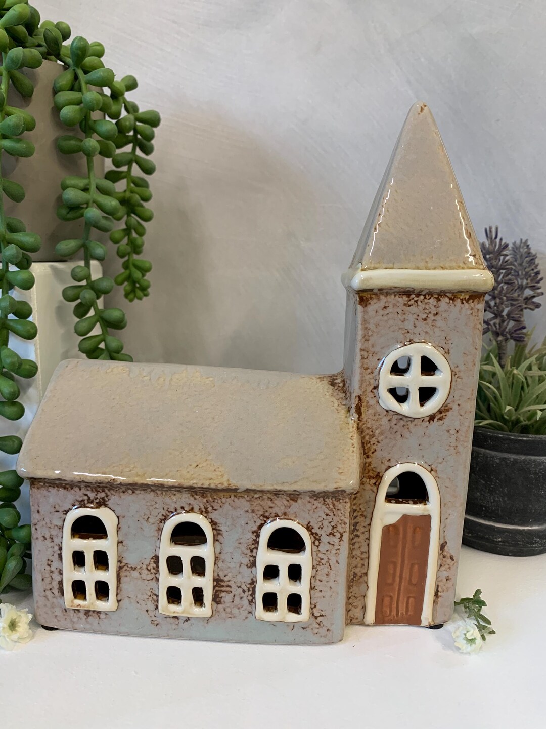 Ceramic Tealight/ Candle Holder Church - Etsy
