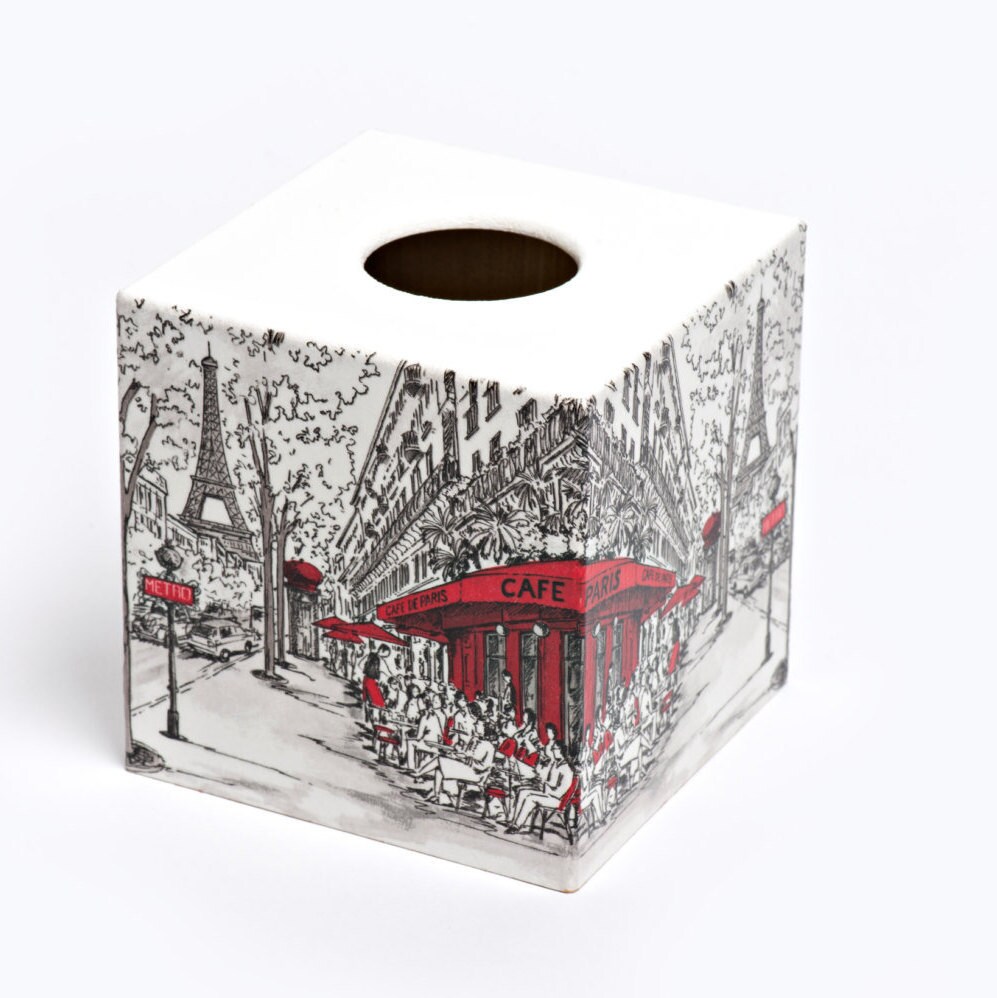 Cafe de Paris Tissue Box Cover wooden handmade in UK perfect Etsy