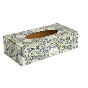 May include: A tissue box cover featuring a floral design in shades of green, blue, and yellow. The cover is rectangular and has a cut-out for tissues.