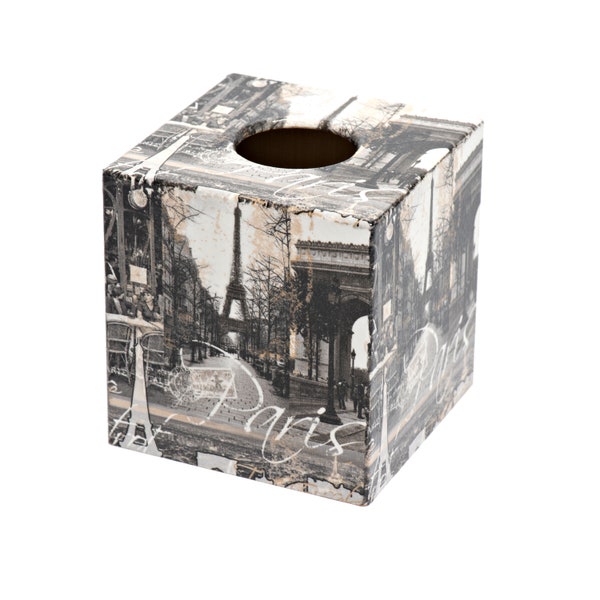 Paris Tissue Box Cover  wooden decoupaged perfect in homes/ hotels