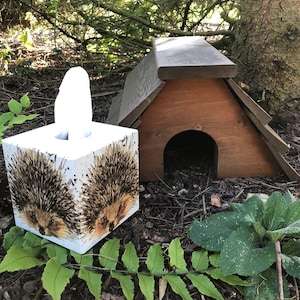 Hedgehog wooden Tissue Box Cover square perfect gift