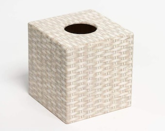 Tissue Box Cover holder square Wicker design wooden gift for Mom Office Hotel