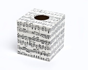 Musical Notes Decoupage Wooden Tissue Box Cover