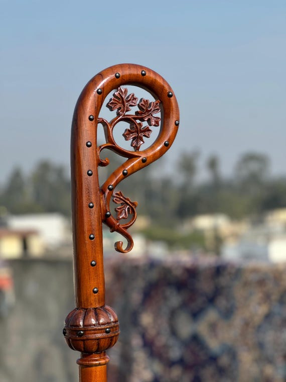 Wood CROZIER Polish Staff Crosier Bishop Quality Craftsmanship, 72" Christmas U