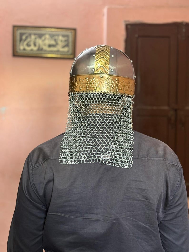 Helmet With Chainmail Viking Helmet Armor Vendel Steel Combat - Etsy