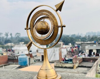 5インチ真鍮、青銅、またはクロム製天球アストロラーベまたは渾天儀