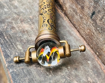 Art-Antiqued Brass Kaleidoscope with Marble Eyepiece Chirstmas gift