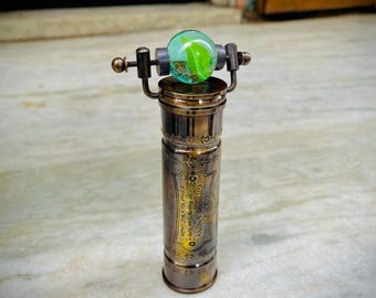 Antiqued Brass Kaleidoscope with Marble Eyepiece